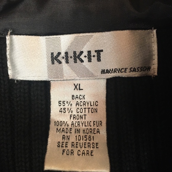 KIKIT Black Faux Fur Full Zip Mock Neck Vest Sz XL - Picture 9 of 11